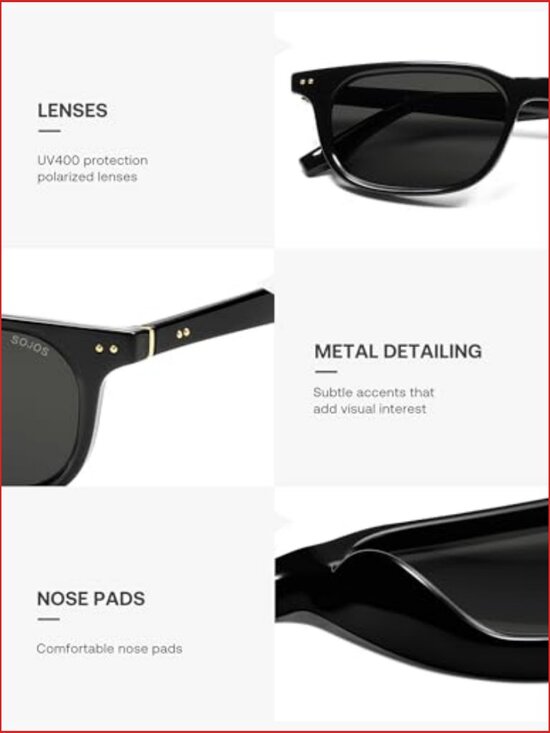 Retro Square Polarized Sunglasses UV Protection for Women Men main image 4